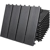 Composite Decking Tiles 11Pcs Anthracite 30x30cm Interlocking